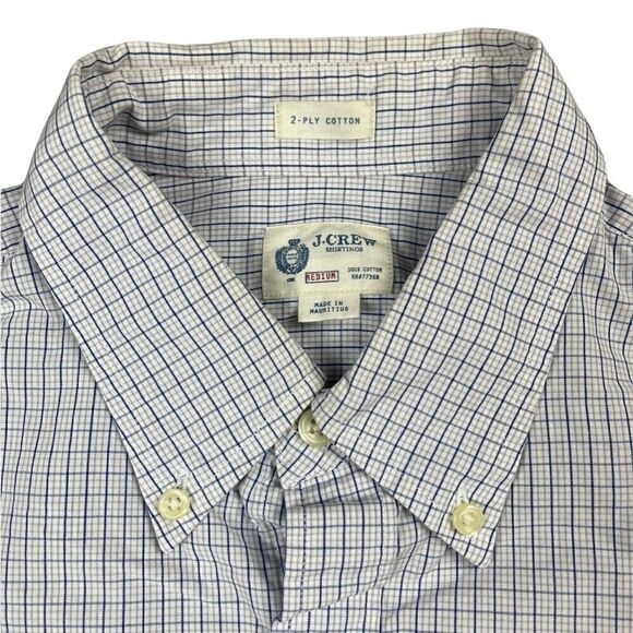 J. Crew Shirt Mens Medium Blue Checked Cotton Long Sleeve Button Down‎ - Picture 4 of 11